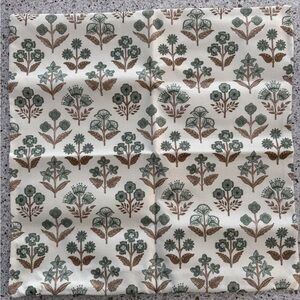 Block print brown green pillow cover 26”x16” NWOT